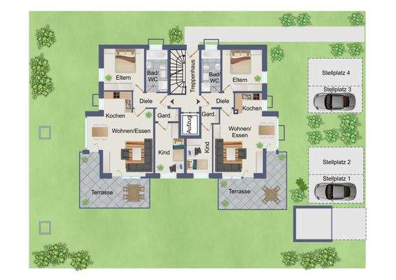 Grundriss Erdgeschoss Wohnung 1+2