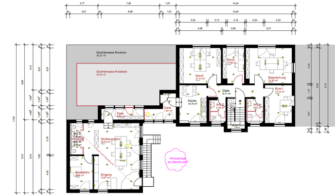 Grundriss OG, Einheit 1 und 2