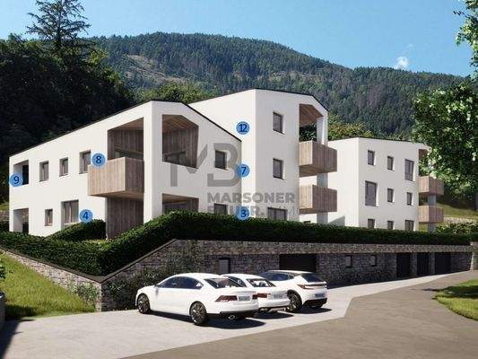 Übersicht Wohneinheiten Süd- und Westseite - 3, 4, 7, 8, 9 e 12 - appartamenti lato sud e ovest