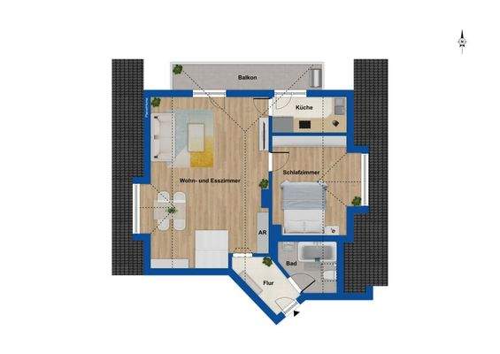 Grundriss Wohnung 2 Ebene 1