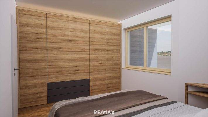 Schlafbereich mit Kasten