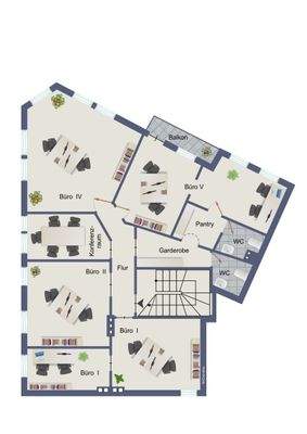 Möblierter Büro-Grundriss