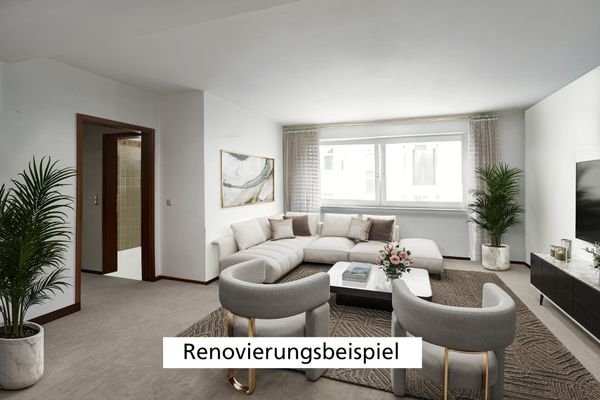 Wohnzimmer renoviert mit Blick zum Fenster