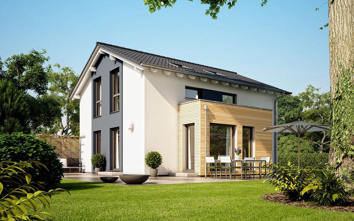 Hausidee_Living_Fertighaus_SUNSHINE_113_V5_Gartenansicht