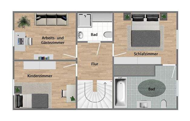 Grundriss Obergeschoss (nicht maßstabsgetreu)
