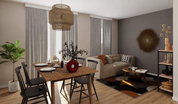 Lichtdurchfluteter Wohnbereich dank bodentiefer Fe