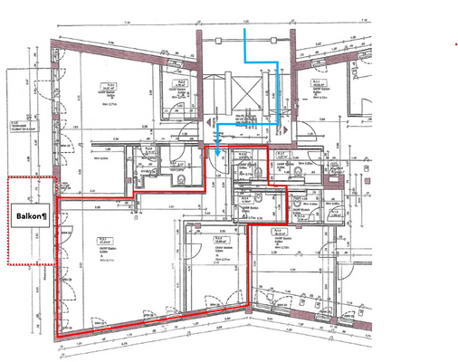 Grundriss ca. 74 m² markiert