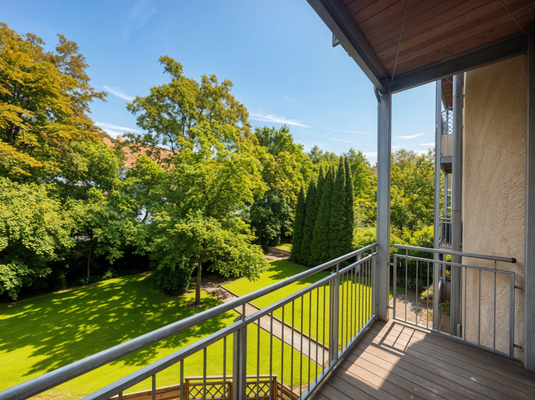 Ausblick Balkon ins Grüne