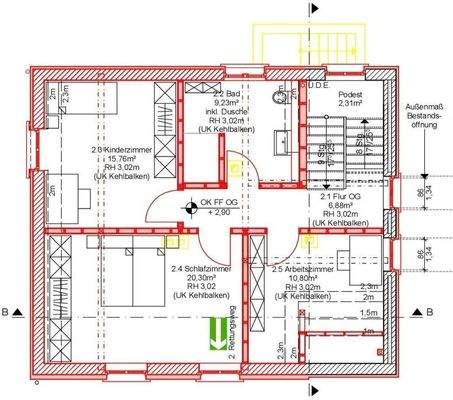 bisher geplanter Grundriss OG(individuell planbar)