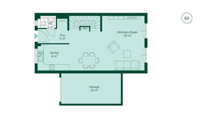 Geräumiges Erdgeschoss mit offener Küche
