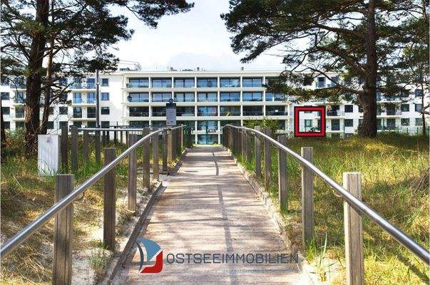 Blick v. Strand z. Objekt