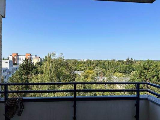 Weitblick vom Balkon im 8. OG im Sommer
