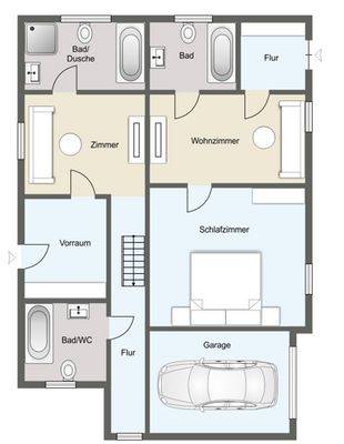 Grundriss Wohnung OG 1. Nebengebäude