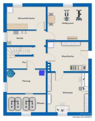 Kellergeschoss m. Mustermöblierung