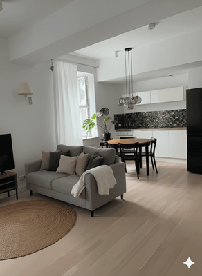 Modernes Wohnzimmer und Küche