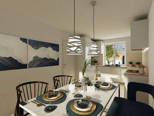 Der freundliche Koch- und Essbereich