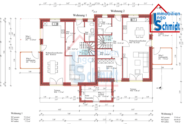 Grundriss EG - WHG 1+2