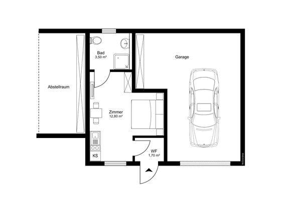 Ferienzimmer und Garage
