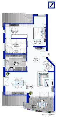 Grundriss Wohnbereich 1
