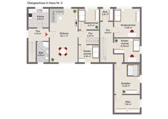 Grundriss Haus 1 Obergeschoss