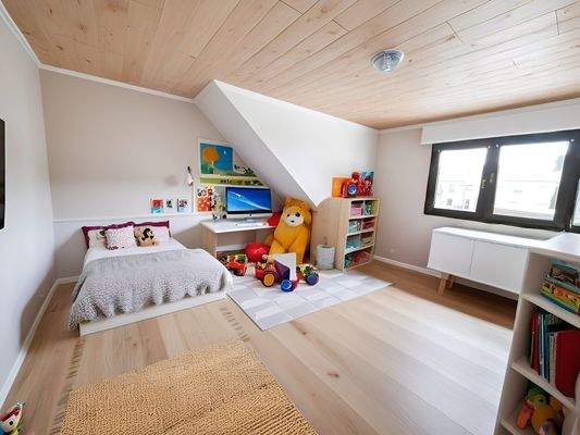 Schlafzimmer Dachgeschoss KI generiert