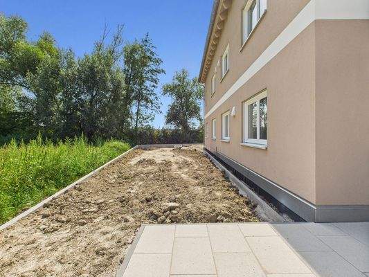 Blick in Richtung Gartenfläche