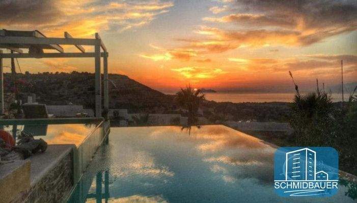 Kreta, Pitsidia: Makellose Villa mit herrlichem Meerblick und Infinity-Salzwasserpool