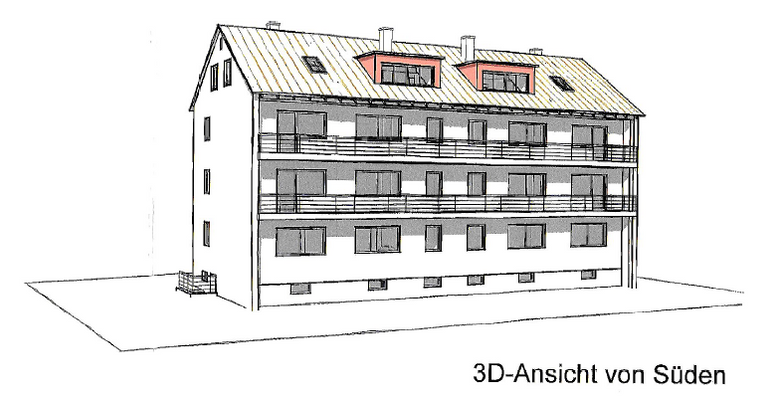 Gebäude 3D-Ansicht Süden