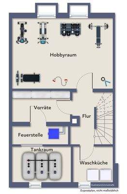 Grundriss KG beispielmöbliert