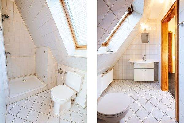Bad mit Dusche im Dachgeschoss