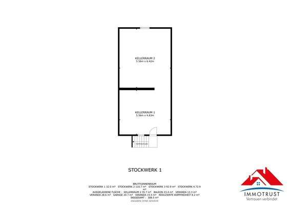 Plan Kellergeschoss (Keller 2 gehört zur Wohnung)
