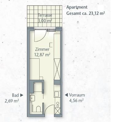 Grundrissbeispiel Apartment 23 m²