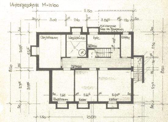 Grundriss Keller vor Erweiterung