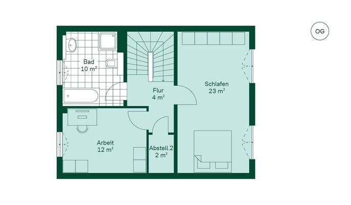 Grundriss des Obergeschosses im Doppelhaus