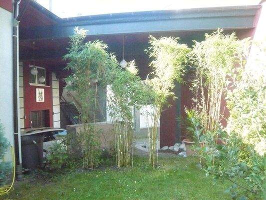 Garten und überdachte Zufahrt