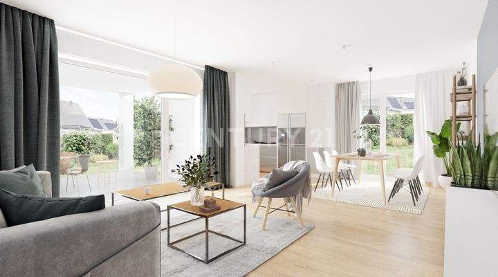 Wohn-, Ess- und Küchenbereich (visualisiert)