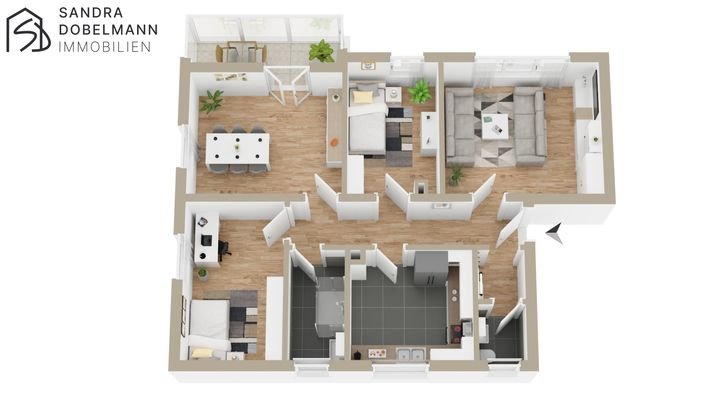 Grundriss 3D mit Einrichtungsbeispiel