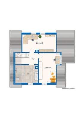 Obergeschoss mit Mustermöblierung