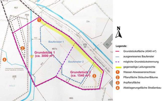 Grundstücksplanung für 2 Baugrundstücke