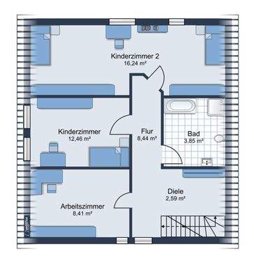 Dachgeschoss Möbliervorschlag