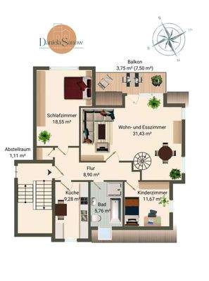 Grundriss Dachgeschosswohnung