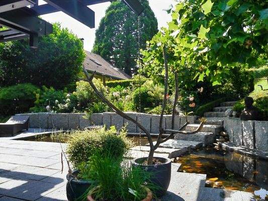 Aufgang zum Garten über die Terrasse