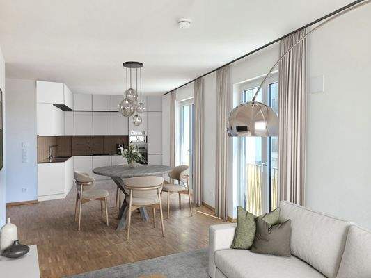 KÖNIGSKINDER_Visualisierung Wohnen-Essen-Küche