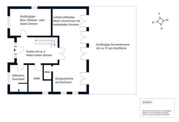 Grundriss EG mit genehmigter Terrasse (noch nicht angelegt)