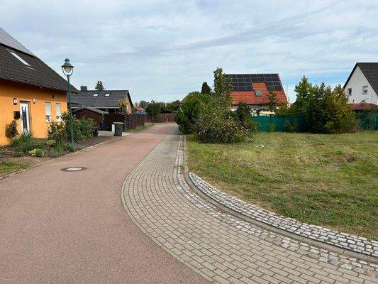 Blick auf die Siedlung - Einbettung des Grundstücks in die gepflegte Nachbarschaft