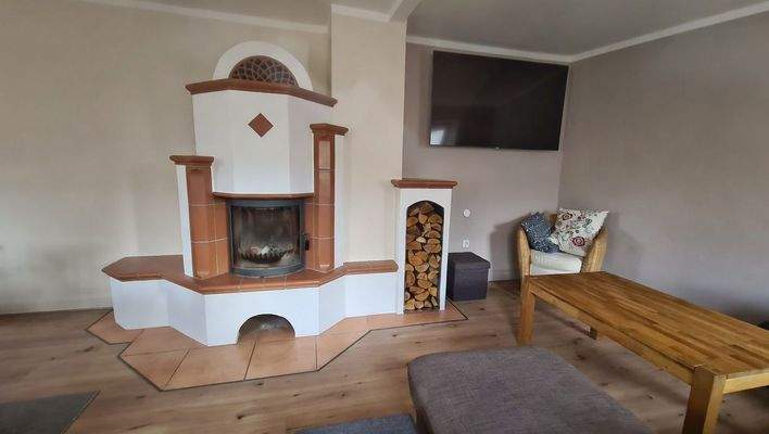 Kaminofen im Wohnzimmer EG