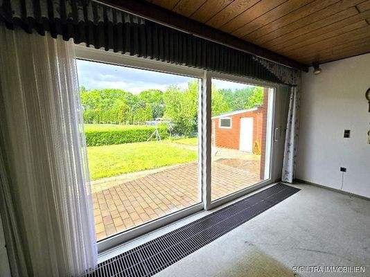 Ausblick Wohnzimmer Terrasse