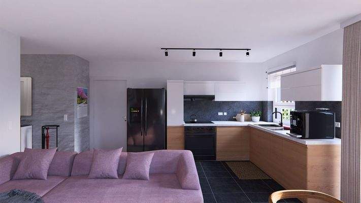 Ansicht Wohnzimmer/Küche Wohneinheit 2