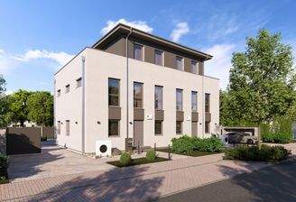 Moderne Wohnanlage mit Grün