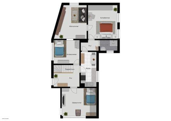 Einrichtungsbeispiel Obergeschoss